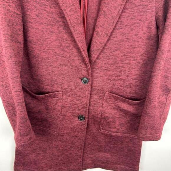 Lands' End Longline Two Buttons Fleece Blazer Large Burgundy - Picture 4 of 12